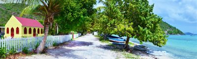 Purchase panoramic photos on canvas of Virgin Islands beaches, such as Jost Van Dyke, British Virgin Islands (item-2808) from renowned fine art photographer Steve Vaughn.